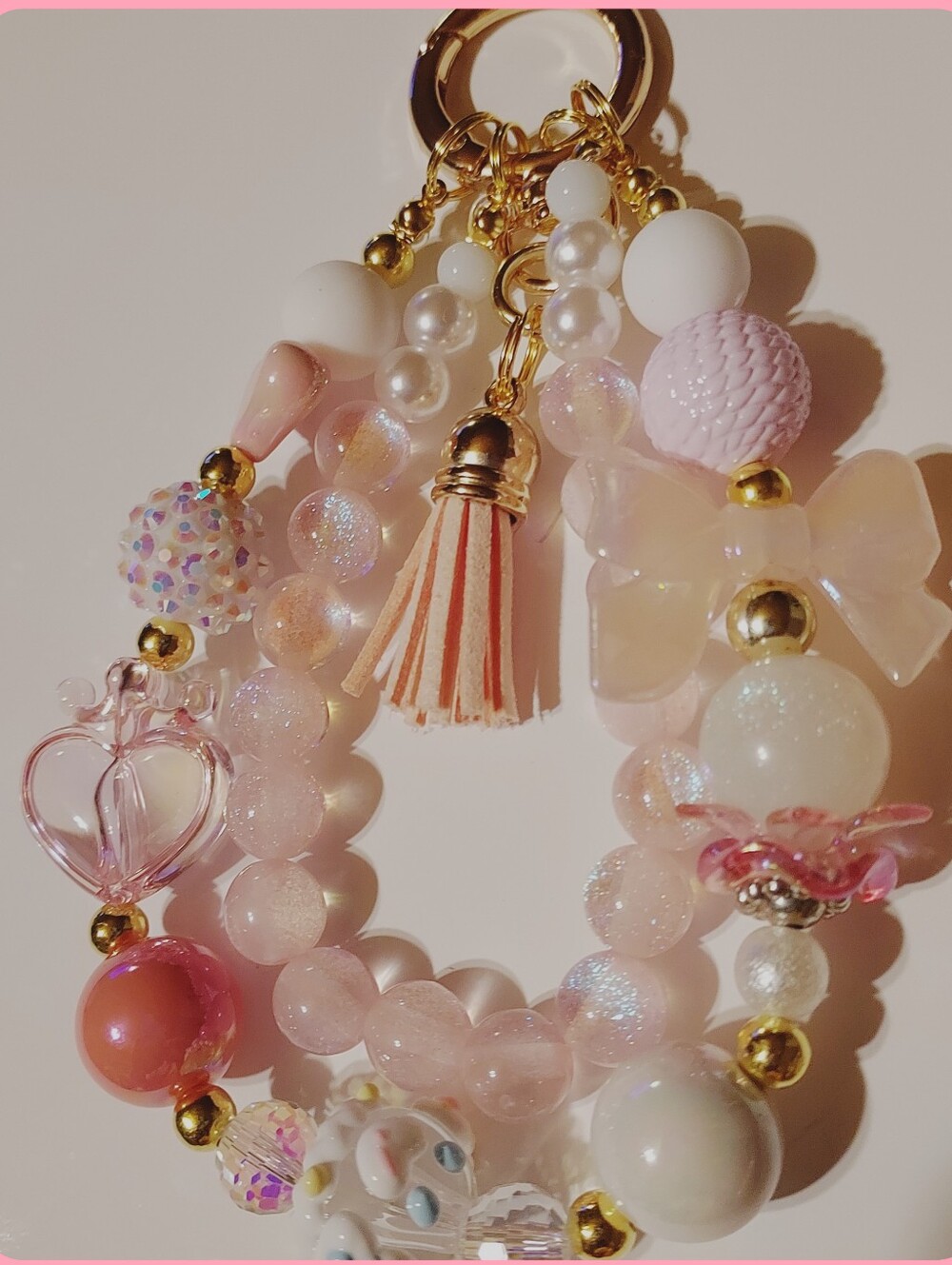 PINK 2 ❤️LOVE:HANDMADE. NEW PHONE KEYCHAIN CAMERA BAG ACCESSORY. Pink 2